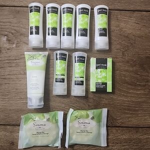 SONOMA SOAP CO.  FIRST CRUSH TRAVEL SIZE  LOT of  11 soaps lotions shampoos